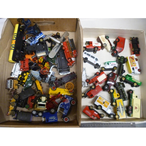 56 - 2 BOXED OF VARIOUS PLAYWORN UNBOXED DIECAST WITH FAULTS