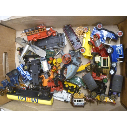 56 - 2 BOXED OF VARIOUS PLAYWORN UNBOXED DIECAST WITH FAULTS