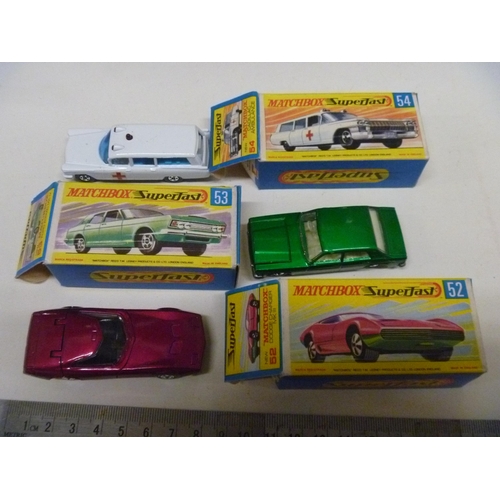 34 - 3 LESNEY MATCHBOX SUPERFAST MODELS (DIECAST VGC, BOXES ORIGINAL)