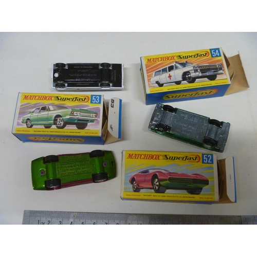 34 - 3 LESNEY MATCHBOX SUPERFAST MODELS (DIECAST VGC, BOXES ORIGINAL)