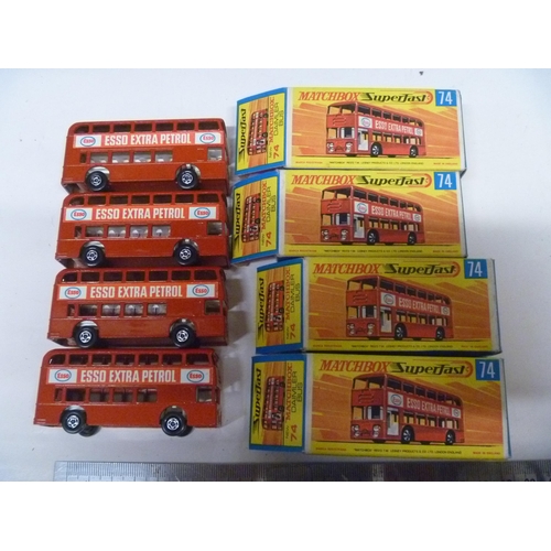 41 - 4 LESNEY MATCHBOX SUPERFAST MODEL BUSES (DIECAST VGC, BOXES ORIGINAL)