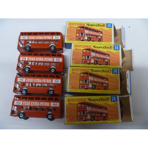 41 - 4 LESNEY MATCHBOX SUPERFAST MODEL BUSES (DIECAST VGC, BOXES ORIGINAL)