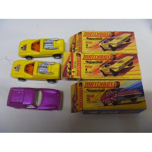 45 - 3 LESNEY MATCHBOX SUPERFAST MODELS (DIECAST VGC, BOXES ORIGINAL) FEATURING TWO MODEL RODS