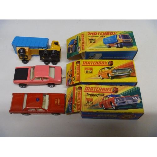 50 - 3 LESNEY MATCHBOX SUPERFAST MODELS (DIECAST VGC, BOXES ORIGINAL) FEATURING FORD CAPRI