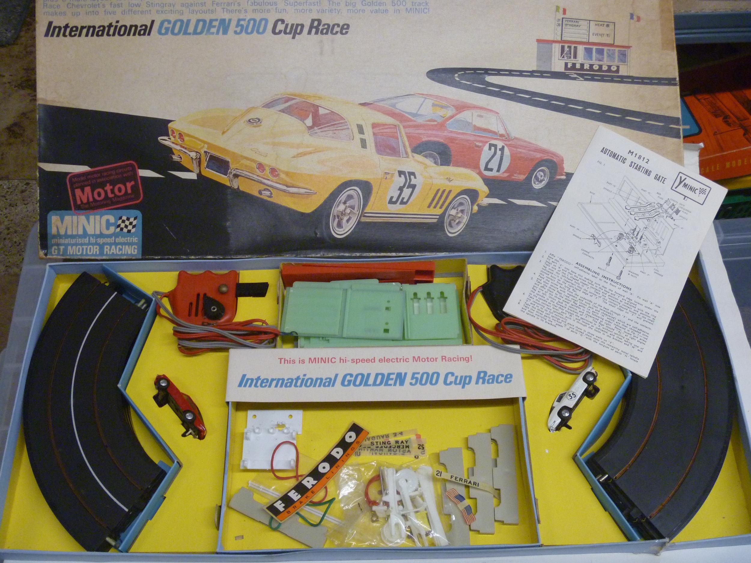 TRIANG MINIC MOTORWAYS GOLDEN CUP 500 RACING SET - VINTAGE HO / OO ...