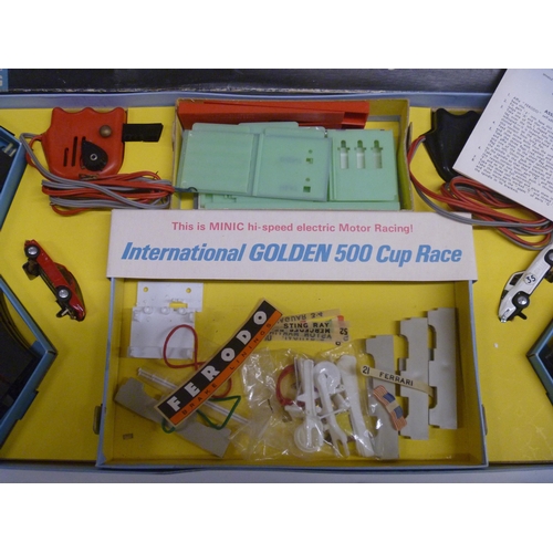TRIANG MINIC MOTORWAYS GOLDEN CUP 500 RACING SET - VINTAGE HO / OO ...