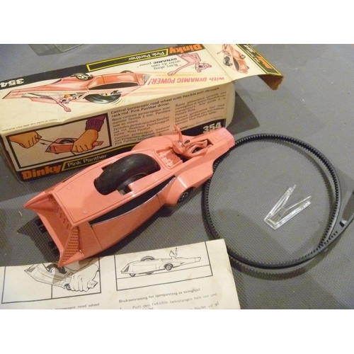 22 - VINTAGE DINKY TOYS PINK PANTHERS CAR WITH ORIGINAL BOX AND LEAFLET