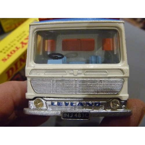 32 - VINTAGE DINKY TOYS WITH ORIGINAL BOX LEYLAND DUMP TRUCK WITH TILT CAB
