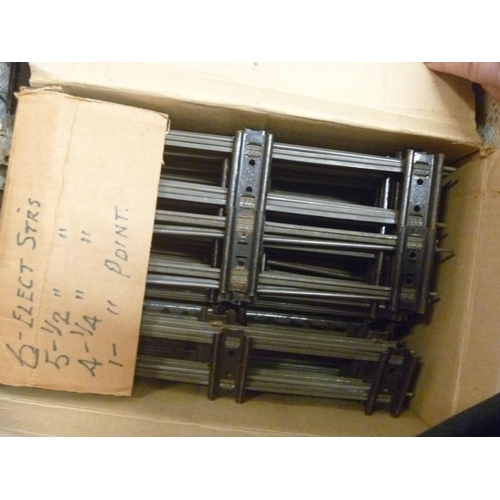 56 - VINTAGE RAILWAYS HORNBY SERIES O GAUGE TINPLATE TRACK SECTIONS , BUFFERS ETC SOME BOXED