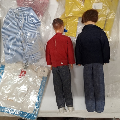 56 - 2 Original 1960's Paul Dolls Sindy's boyfreind by Pedigree plus clothes 3 still in packets