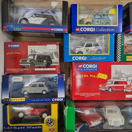 17 - INTERESTING GROUP OF MINI MODELS TO INCLUDE THE ITALIAN JOB SET AND MANY MORE BY CORGI AND VANGUARDS
