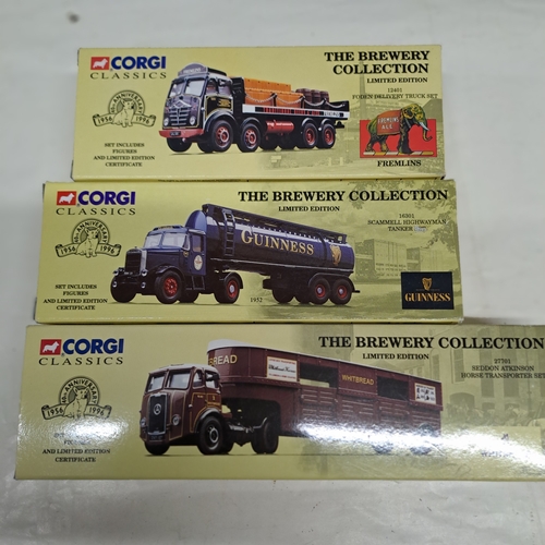 BOXED CORGI CLASSICS COMMERCIAL VEHICLES - THE BREWERY COLLECTION x3