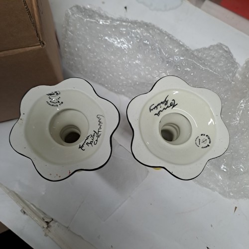 32 - Pair Of Lorna Bailey Ellgreave Pottery Candlestick