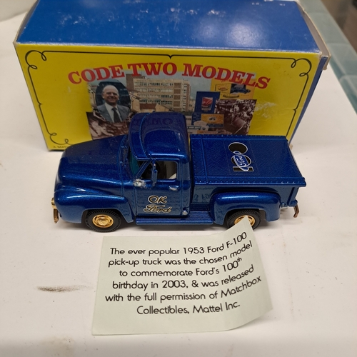 141 - MATCHBOX INTERNATIONAL CODE TWO MODEL FORD F100 PICK UP - MISSING 1 WING MIRROR AND PREVIOUS ASSOCIA... 