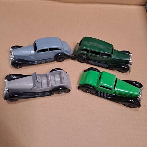 29 - 4 DINKY TOYS RESTORED / RE -CAST MODELS BRITISH SALMSON 4 SEATER ROLLS ROYCE ETC