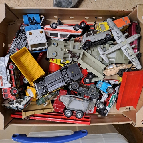 198 - TRAY OF VINTAGE PLAYWORN DIECASTS MATCHBOX DINKY AND CORGI