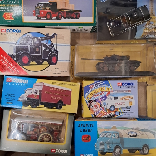 15 - TRAY OF CORGI CLASSICS 3 PART WORKS TANK MODELS & 2 CITY (VITESSE) MODELS