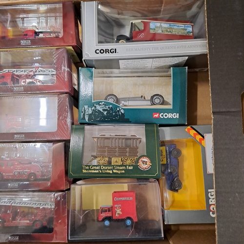 9 - TRAY OF CORGI CLASSICS ATLAS FIRE ENGINES AND OXFORD DIECAST