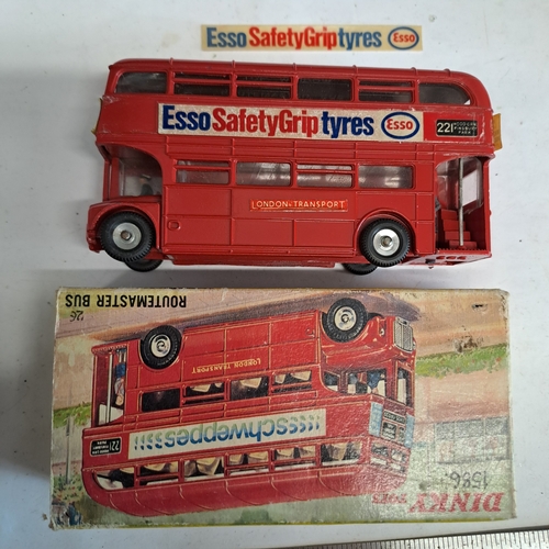 ORIGINAL DINKY TOYS ROUTEMASTER BUS WITH ONE LABEL DETACHED