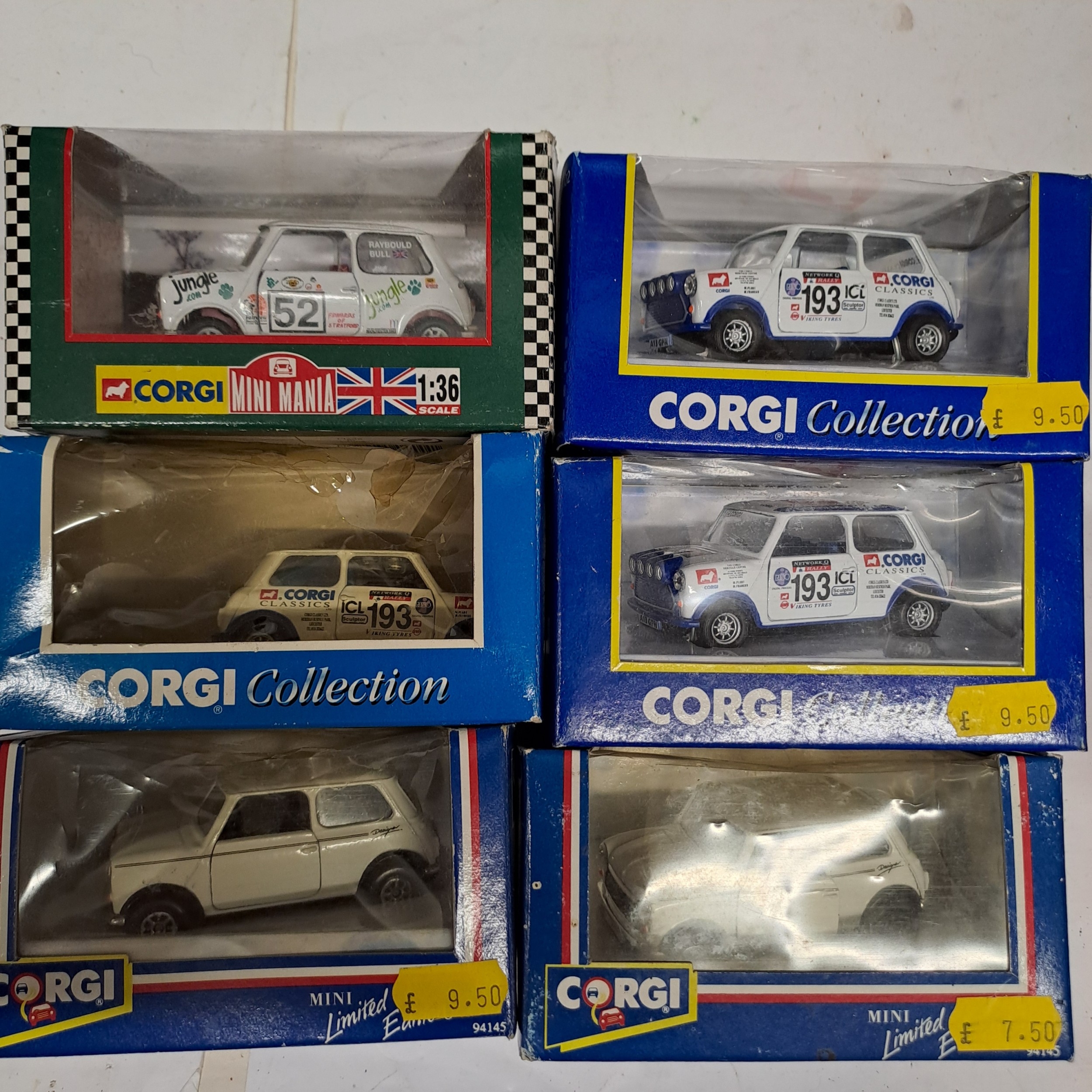 6 CORGI COLLECTION MINI MODELS (1 LACKING INNER PLINTH)
