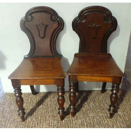 118 - Pair of Victorian Mahogany Hall Chairs