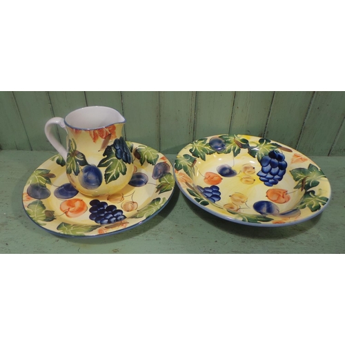 144 - Pottery Basin & Ewer, Matching Charger