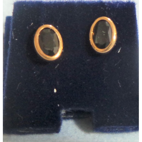 198 - Pair of Gold Sapphire Set Ear Rings