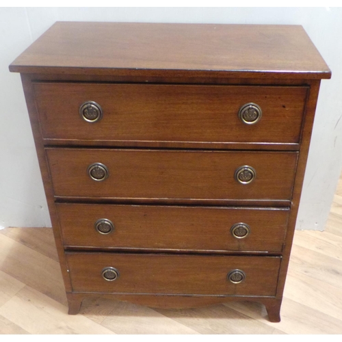 235 - 19th Century mahogany chest of four drawers, raised on four splayed feet