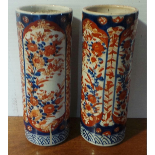 3 - Pair of Imari Cylindrical Vases