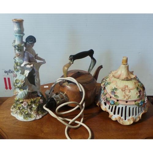 34 - Copper Kettle and 2 Ornaments