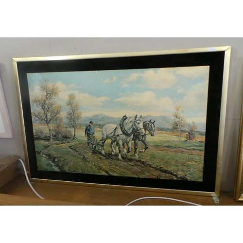 55 - Framed Picture of Horse Ploughing