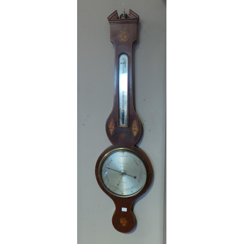 63 - Inlaid Mahogany Banjo Barometer