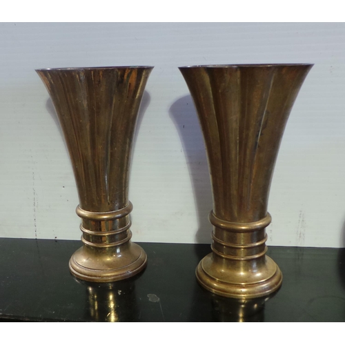 71 - Victorian Brass Jardinière, Pair Brass Vases, Victorian Brass Tea Caddy