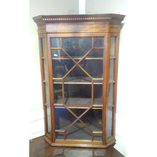 84 - Inlaid Mah Glazed Corner Cabinet