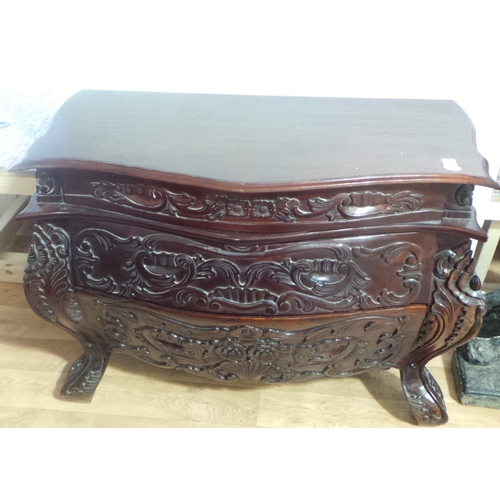 155 - 3 Drawer Carved Mahogany Chest