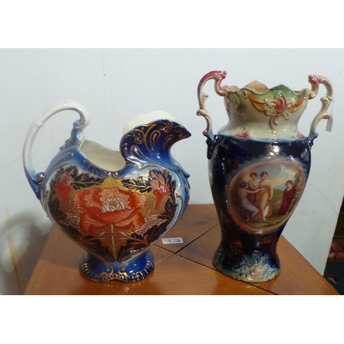 20 - Victorian  Floral & Gilt Ewer, Victorian Vase