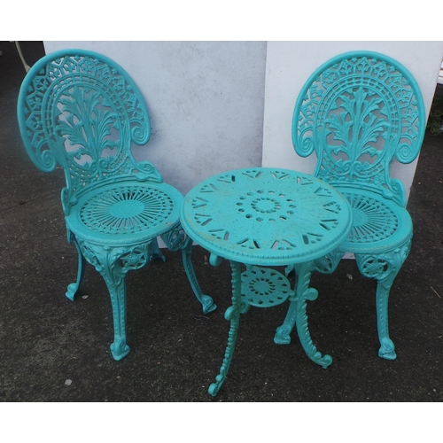 132 - Garden Table and 2 Chairs  (blue)