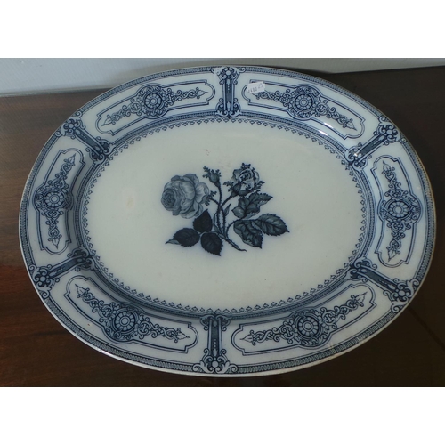 77 - Large Blue and White Turkey Dish