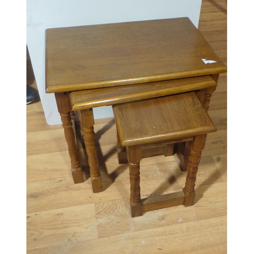 448 - Oak Nest of Three Tables