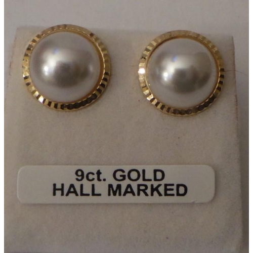 42 - Pair 9ct. Pearl Earrings