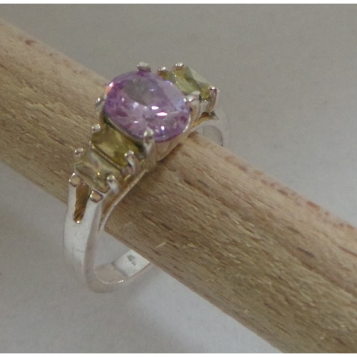 51 - sterling Silver Amethyst and Citrine Ring