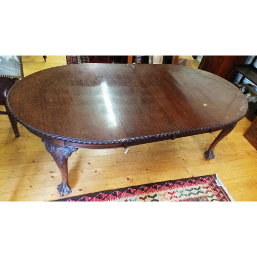 29 - Mahogany Chippendale Style Dining Room Table with two leaves