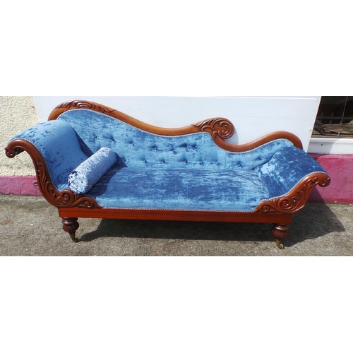 49 - Victorian Mahogany Double Ended Newly Upholstered Chaise Lounge