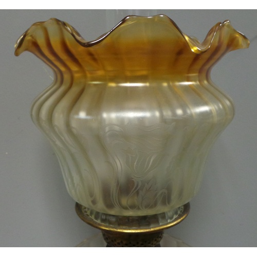 36 - Brass Corinthian Oil Lamp and Shade