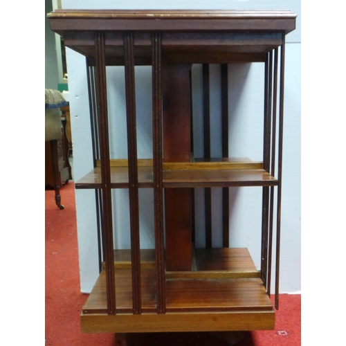 48 - Edwardian Mahogany Inlaid Revolving Bookcase