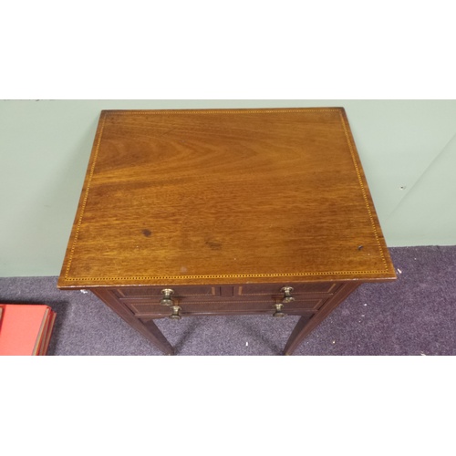 57 - Inlaid Mahogany Side Table, 43cm long x 33cm deep x 76cm high