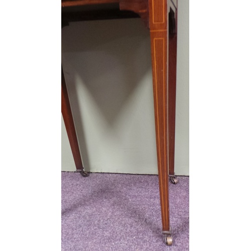 57 - Inlaid Mahogany Side Table, 43cm long x 33cm deep x 76cm high