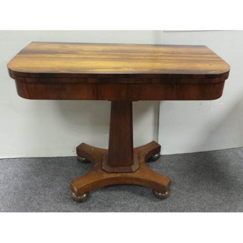 180 - Victorian Rosewood Fold Over Breakfast Table, 73cm high x 92cm long x 46cm deep