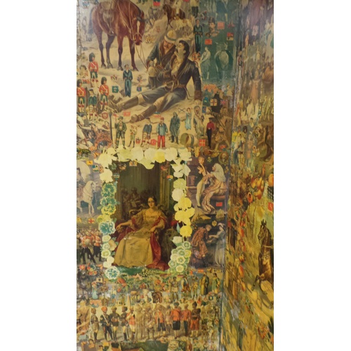 185 - Victorian Scrap/Decoupage Draught Screen/Dressing Screen, each panel 66cm wide x 185cm high