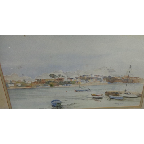 102 - Framed Watercolour 'Saltash Passage' by Rosemary Morgan, 38cm high x 56cm wide